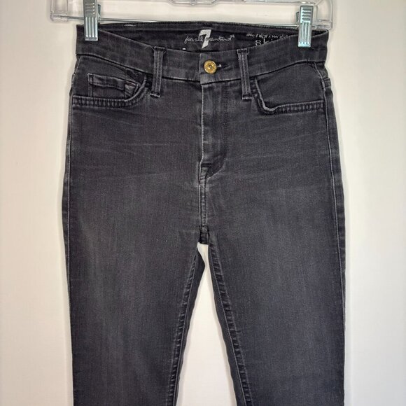 7 FOR ALL MANKIND High Waist Ankle Skinny Jean Womens 24 Charcoal Stretch - Picture 1 of 7
